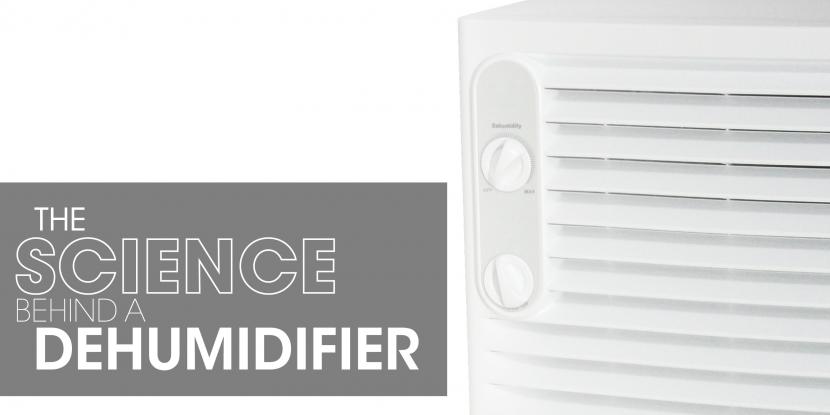 Dehumidifier with text: "the science behind a dehumidifier"